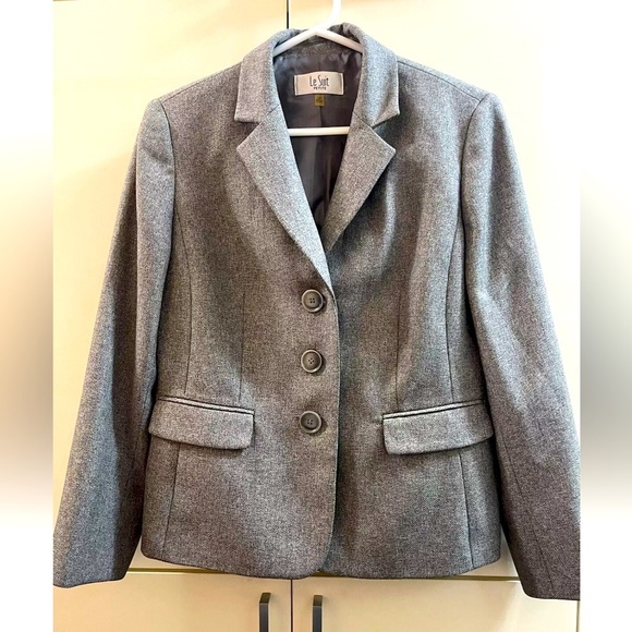 Le Suit grey 3 Button Classic Blazer Suit Jacket Size 10 P - Picture 1 of 7